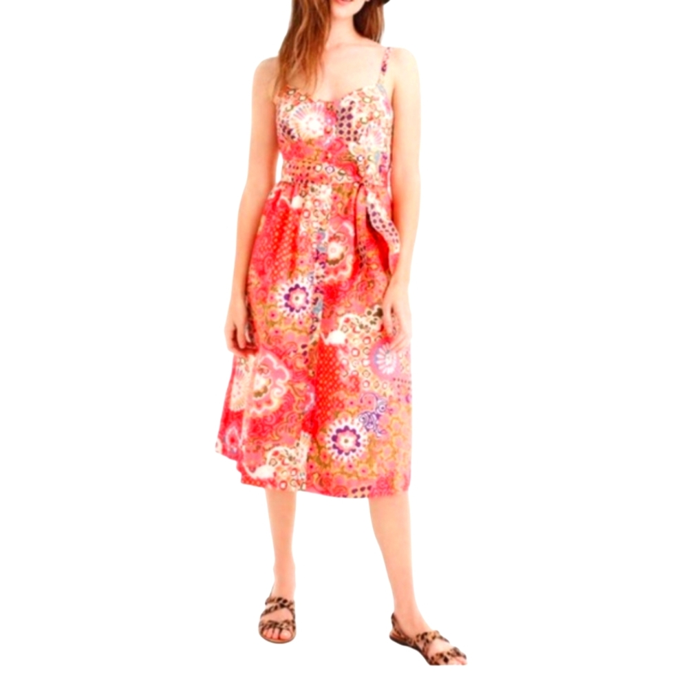 J Crew Poplin Cotton Print Midi Sundress Size 12
